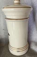 VINTAGE APOTHECARY MEDICINE PHARMACY DRUGSTORE JAR “BLAIR POTTERY” Oleum Myrcae