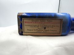 MM – 1890’s Blaud’s Comp Cascara Boston, Mass 4 3/8″ Cobalt Blue Medicine bottle