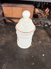 Vintage 1970s Darvocet N 100 Milk Glass Apothecary Jar w Lid Pharmacy Decor