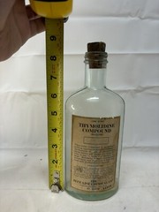 Vintage Blue Line Chemical Glass Medicine Bottle Label & Cork! THYMOLIDINE Pint