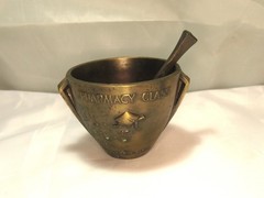 Rx Pharmacy Class 1973 Secundum Artem Brass Mortar and Pestle Schering