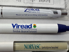 Multiple Pens Zoloft Viread Norvasc Sales Rep Medicine Pharmaceutical Pens VTG