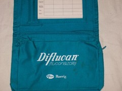 VINTAGE PFIZER DIFLUCAN PROMOTIONAL UTILITY BAG NOTE PAD-PEN CANVAS TEAL BLUE