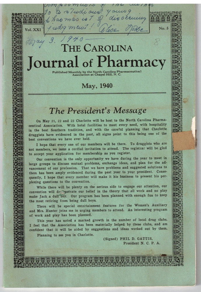 VTG 1940 DRUGGIST CONVENTION SOUVENIR BOOK! CHARLOTTE, NC! ADS/HOTELS/PICTURES!