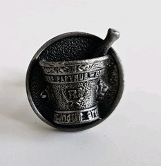Vintage Pharmacist Tie Bar & Single Cufflink Set RX Apothecary Mortar Pestle