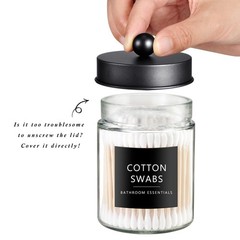 SheeChung 3-Pack Black Glass Apothecary Jars – Rust-Proof Stainless Steel Qti…