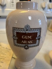 ELI LILLY CERAMIC GUM ARAB APOTHECARY JAR – 8.5” With Lid, Includes Paper