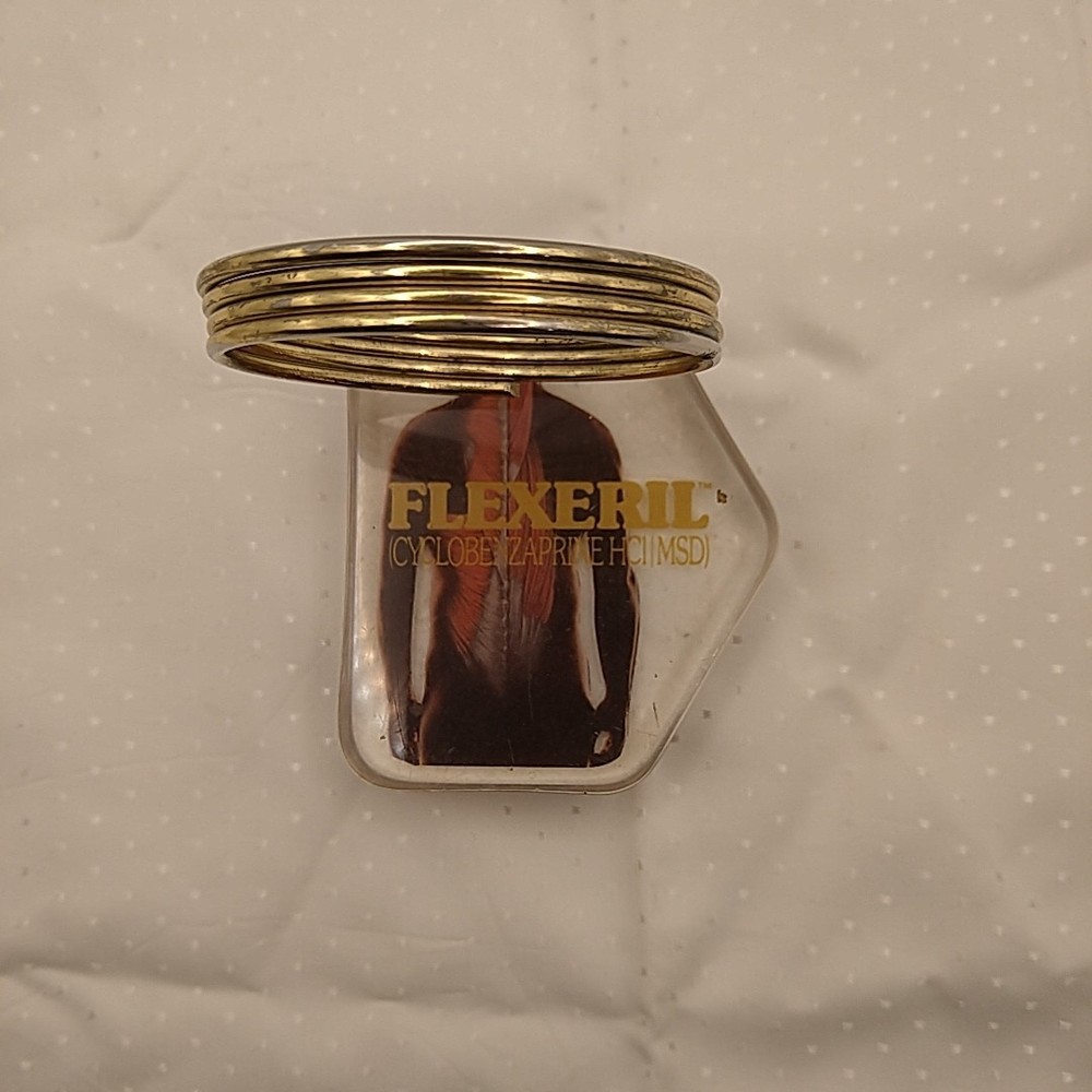 Flexeril Lucite Metal Ring Letter Holder Merck Co Drug Rep Promo Pharma Vintage