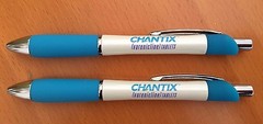 2 CHANTIX Pearl Finish Teardrop Style Heavy Metal Drug Rep Pens GRIPPY Hold
