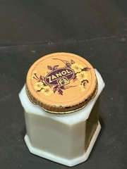 vintage Zanol Mentho Vapor Cream jar Milk Glass Good Condition 3” Tall With Lid