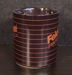 Vintage Feldene Piroxicam 20mg Pharmaceutical Advertising Coffee Mug Brown Promo