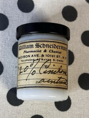 Vintage Apothecary Milk glass Jar w/ Product NYC Pharmacist RARE Display Collect
