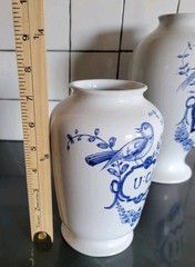 2 Vintage Lilly Pharmaceuticals-Apothecary Jar 1989 Blue/White Pottery Portugal