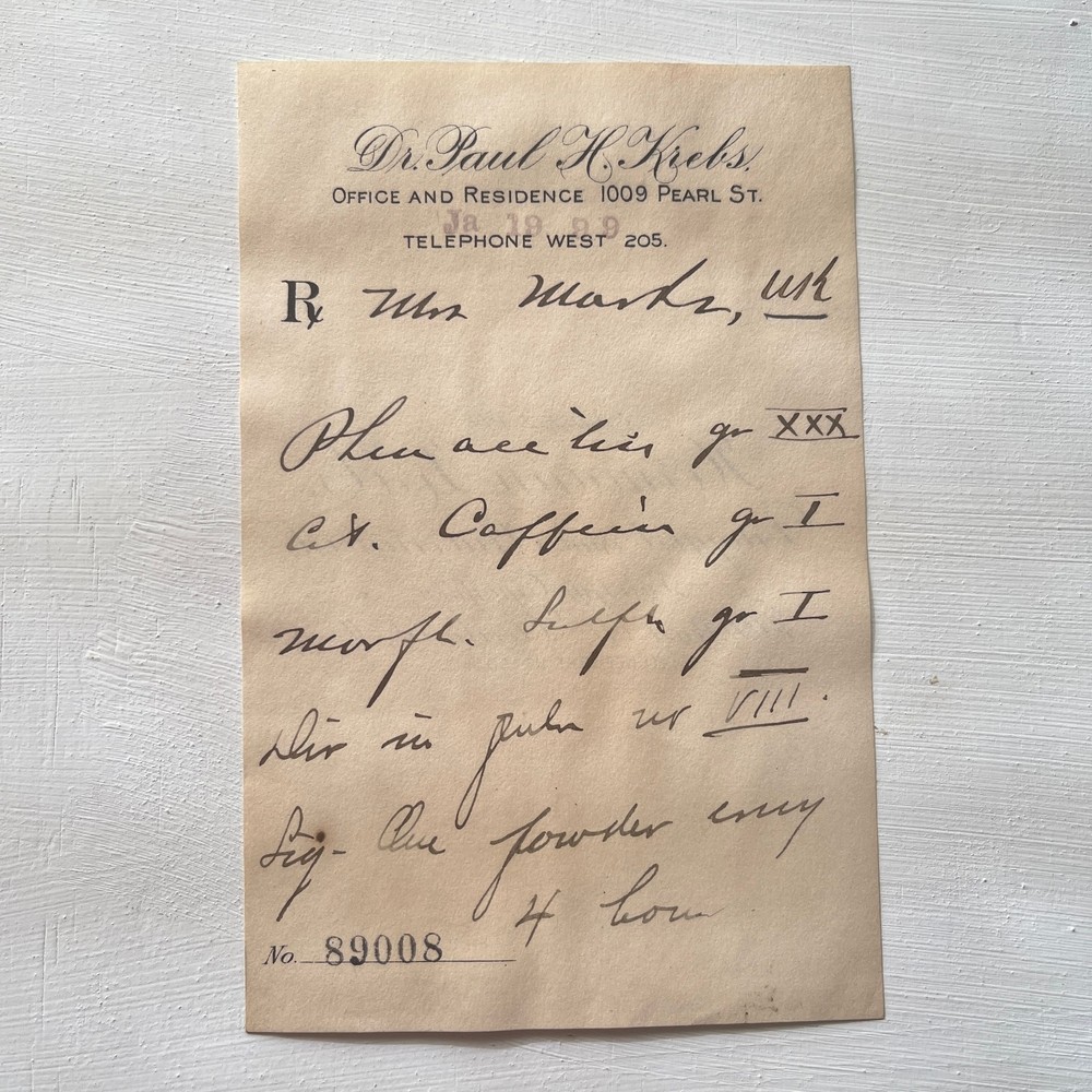 Antique Pharmacy Apothecary Prescription RX 1800s Morphine Codeine Medicine Drug