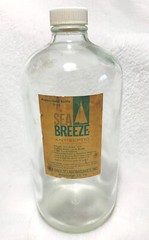 Vintage SEA BREEZE Antiseptic 8″ Quart PROFESSIONAL CLEAR Glass Bottle-EMPTY