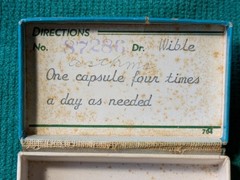Vintage Donner Bros Pharmacy Prescription Drug Pill Box Sebewaing Mich. Dr Wible