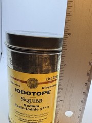 Vintage 1966 Squibb Iodotope Sodium Radio-Iodide (I131) Metal Tin Medical