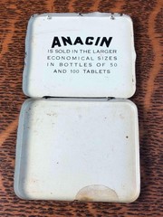 Vintage Thirty Tablets Anacin Metal Tin Container Analgesic Pain Relief EMPTY