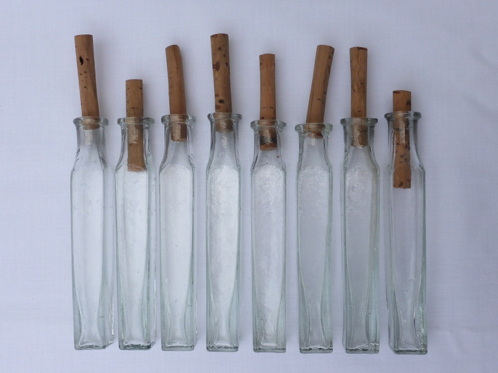 2 X Old Small Medicine Glass Pharmacy Bottle Green Long Approx. 9.5 Cm