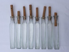 2 X Old Small Medicine Glass Pharmacy Bottle Green Long Approx. 9.5 Cm