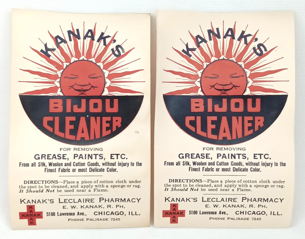 Vintage MCM Advertisement Bijou Cleaner Kanak’s Pharmacy Chicago 1950s Sun
