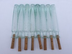2 X Old Small Medicine Glass Pharmacy Bottle Green Long Approx. 10.0 Cm