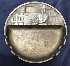 Old Pharmacist Advertising: Rare Vintage Pewter Apothecary Ashtray