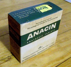 RARE vintage 1960s ANACIN BOX pharmaceutical physician sample doctor MEDS pills