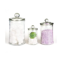 Mini Glass Apothecary Jars, Bathroom Storage Organizer Canisters for Cotton S…