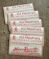 antique POISON LABELS RITER BROS DRUGSTORES UTAH & IDAHO lot of 5