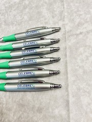 CELEBREX PHARMACEUTICAL REP PENS METAL SILVER GREEN GRIPS CHROME CLIP LOT OF 6