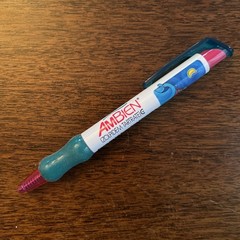 AMBIEN Medical Drug Rep Pharmaceutical Pens Working TEAL Gel Grip NIGHT Scene