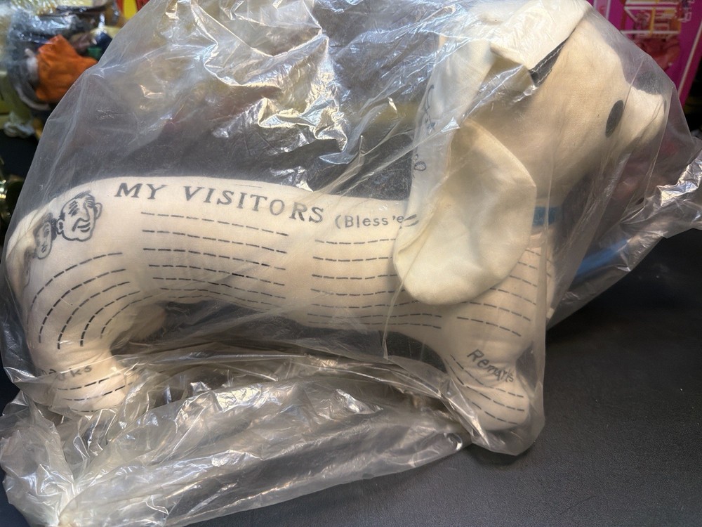 Sealed Vintage Hospital Autograph Dog Pillow 12” Get Well Gift NOS