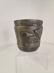 Vintage 1990 Schering Plough metal Mortar Pharmacy Rx Pharmacist Secundum Artem