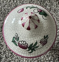 Vtg Apothecary Pharmacy Ceramic Jar “Pil Termini” ATH Western Germany Floral