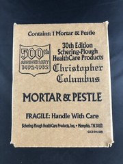 Vtg 1992 Schering metal Mortar and Pestle 30th Edition Christopher Columbus GS6