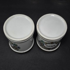 Vintage Porcelain Apothecary Medicine Jar Set Salts Cologne Gauze Perioxide