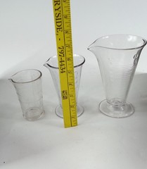 3 Piece Apothecary Clear Medical Measuring Beakers Kodak