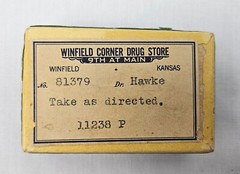 Hinged Cardboard Prescription Pill Medicine Box Winfield Corner Drug Store KS