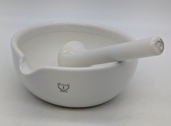Vtg Haldenwanger Berlin Germany Mortar & Pestle White Porcelain Scientific 6.5″