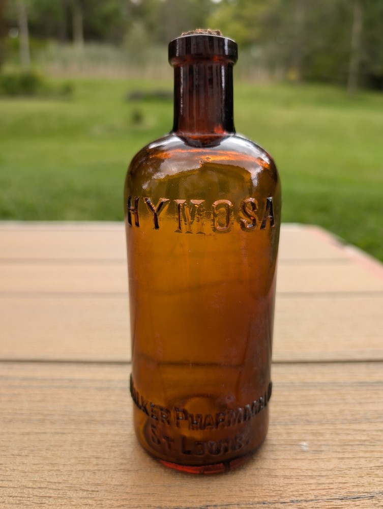 Hymosa Medicine Bottle Walker Pharmacal Company St. Louis Brown Glass Amber