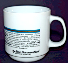 Vintage Glaxo Pharmaceuticals Masters of Surgery Coffee Mug Cup White Porcelain
