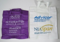 Actos Advicor Foldable Reuseable Tote Bag Drug Rep Pharmaceutical Promo Lot of 2