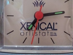 Vintage 1990s Xenical Drug Rep Desk Clock Digital Date T Analog Hands Glow WORKS