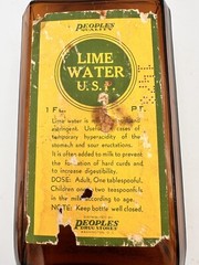 Vintage People’s Drug Store Wash DC Lime Water Beveled Brown Glass Bottle