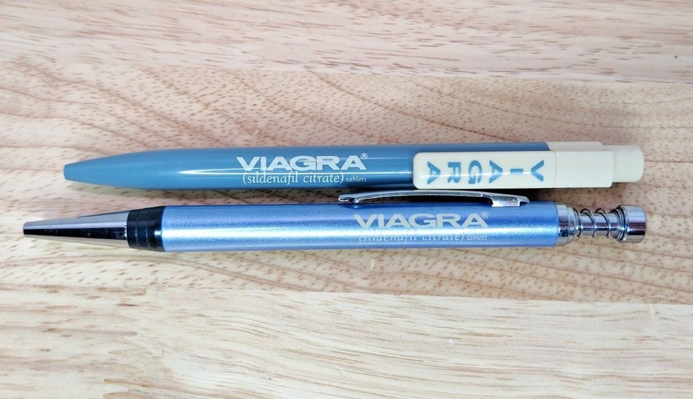 VTG Viagra Promo Ballpoint Pens Lot Of 2 Rep Advertising