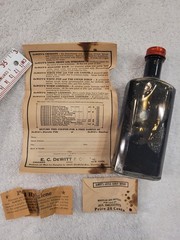 Vintage DeWitt’s Creosant Cough Syrup Bottle w/ Box Insert Paperwork Pharmacy Ad