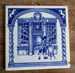 1980’sHandmade Delft Holland PHARMACIST TILES Ltd, Edition Set of 4
