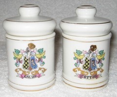 SET 6 DOM JAPAN APOTHECARY CERAMIC PORCELAIN JARS + 1 PULVIS POWDER W/ LIDS EUC!