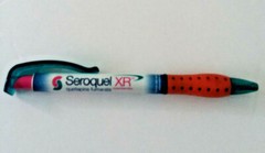 SEROQUEL XR 5.5″ Pharmaceutical DRUG REP PEN with ORANGE FINGER GUARD